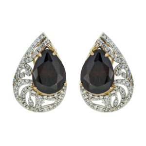 Gold Earrings with brown gemstone