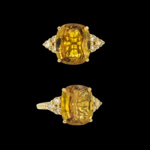 Gold and Diamond ring with Yellow Sapphire