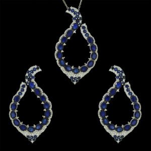 Gold Locket set studded with diamonds and blue sapphire