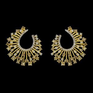 Gold Earrings with Rose Cut Diamonds