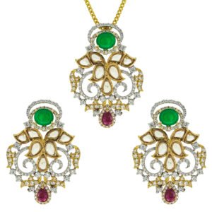 Gold Pendant set with color Gemstones