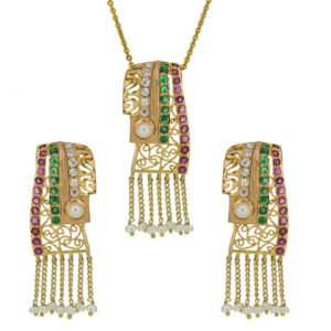 Gold Locket Set with Gemstones and Zircons