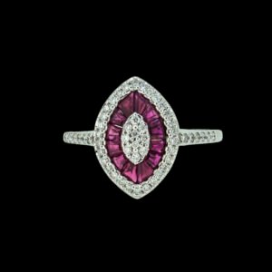 Gold ring with diamonds and ruby