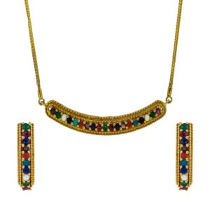 Gold Locket set with naurattan gemstones