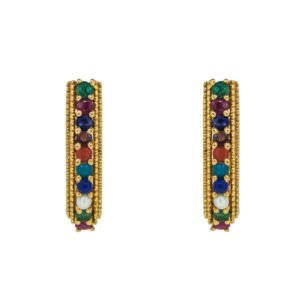 Gold Earrings with naurattan gemstones