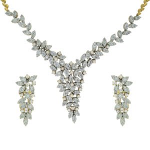 Gold Necklace set with CZ and pearls