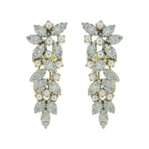 Gold Earrings with CZ and pearls