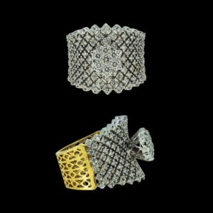 Gold ring studded with diamonds