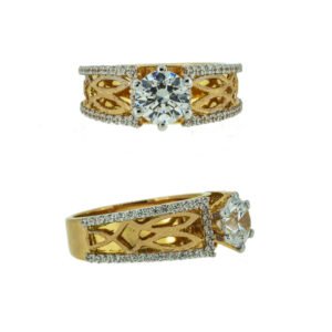 Gold ring with cubic zircons