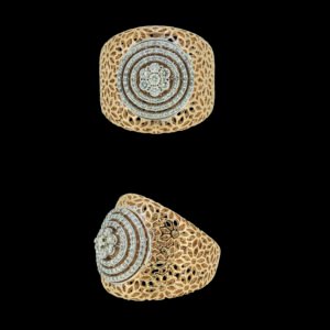 Gold ring studded with diamonds