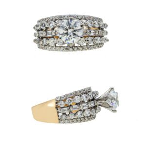 Gold ring with cubic zircons