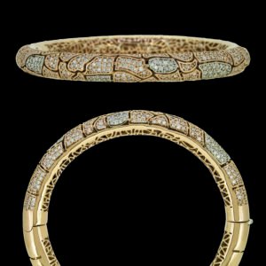 Contemporary Italian Gold Bracelet with diamonds