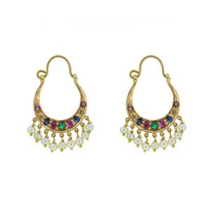 Gold Baali with color gemstones and pearls